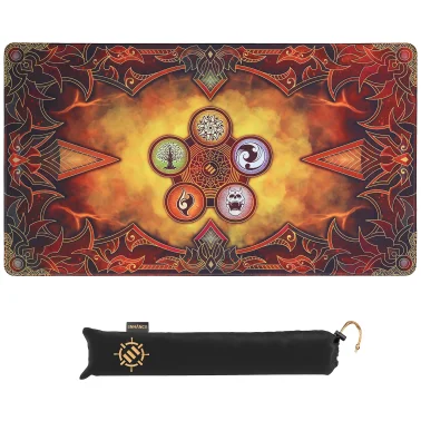 ENHANCE TCG Card Playmat with Stitched Edges and Drawstring Pouch, Flames