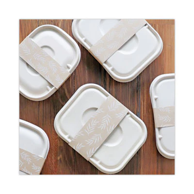 World Centric® Fiber Lids for Fiber Containers, 7.8 x 10.1 x 0.5, Natural, Paper, 400/Carton - Image 2