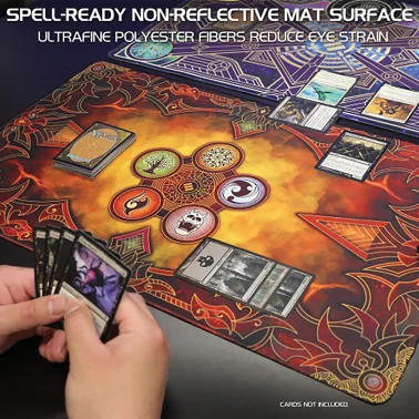 ENHANCE TCG Card Playmat with Stitched Edges and Drawstring Pouch, Flames - Image 3