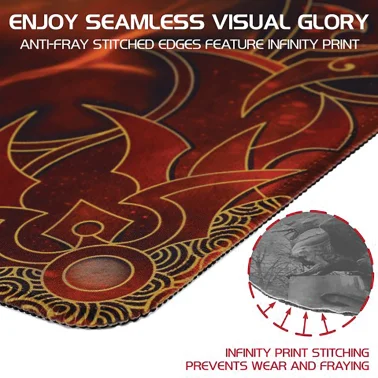 ENHANCE TCG Card Playmat with Stitched Edges and Drawstring Pouch, Flames - Image 4