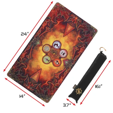 ENHANCE TCG Card Playmat with Stitched Edges and Drawstring Pouch, Flames - Image 5